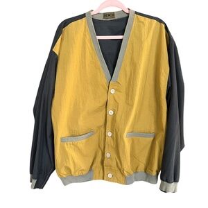 Bench Yellow & Gray Lightweight Nylon Long Sleeve Button Cardigan Jacket SZ L